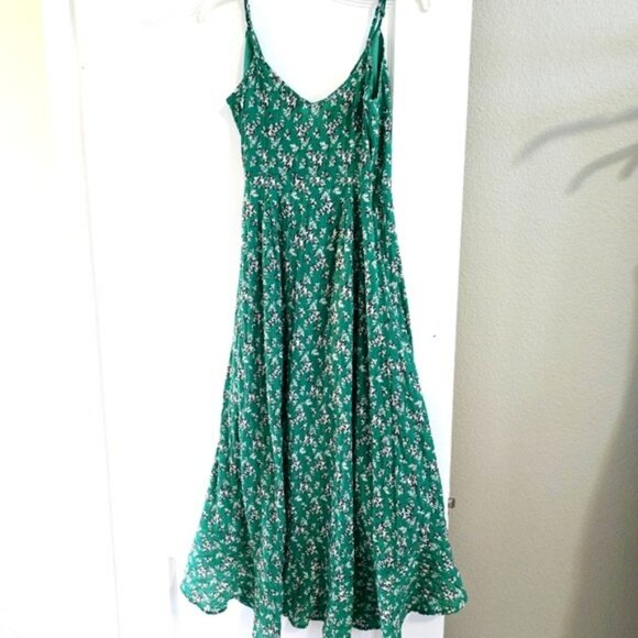 The Fifth Label Women's Wrap Maxi Dress Size XS Green Floral Ruffle Hem Boho - Picture 14 of 15